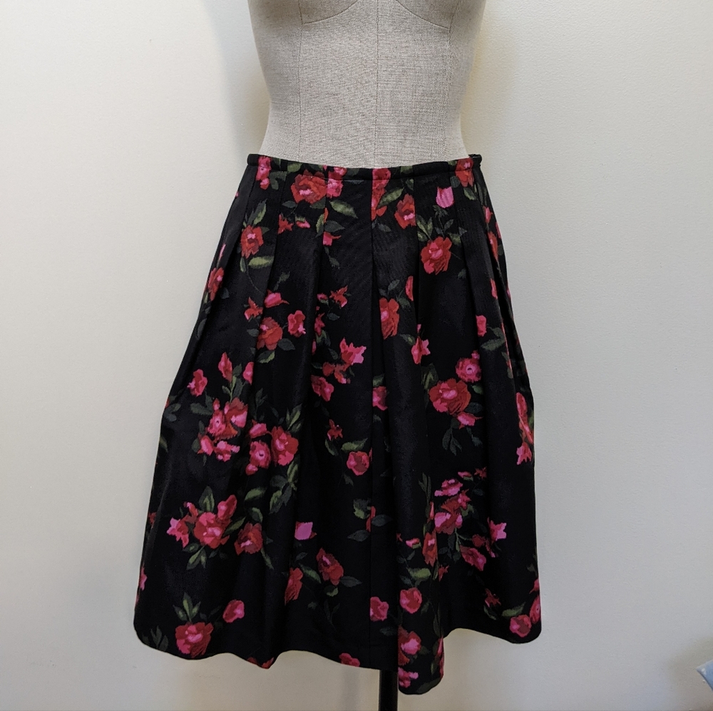 Talbots Women Skirt Floral Silk Blend